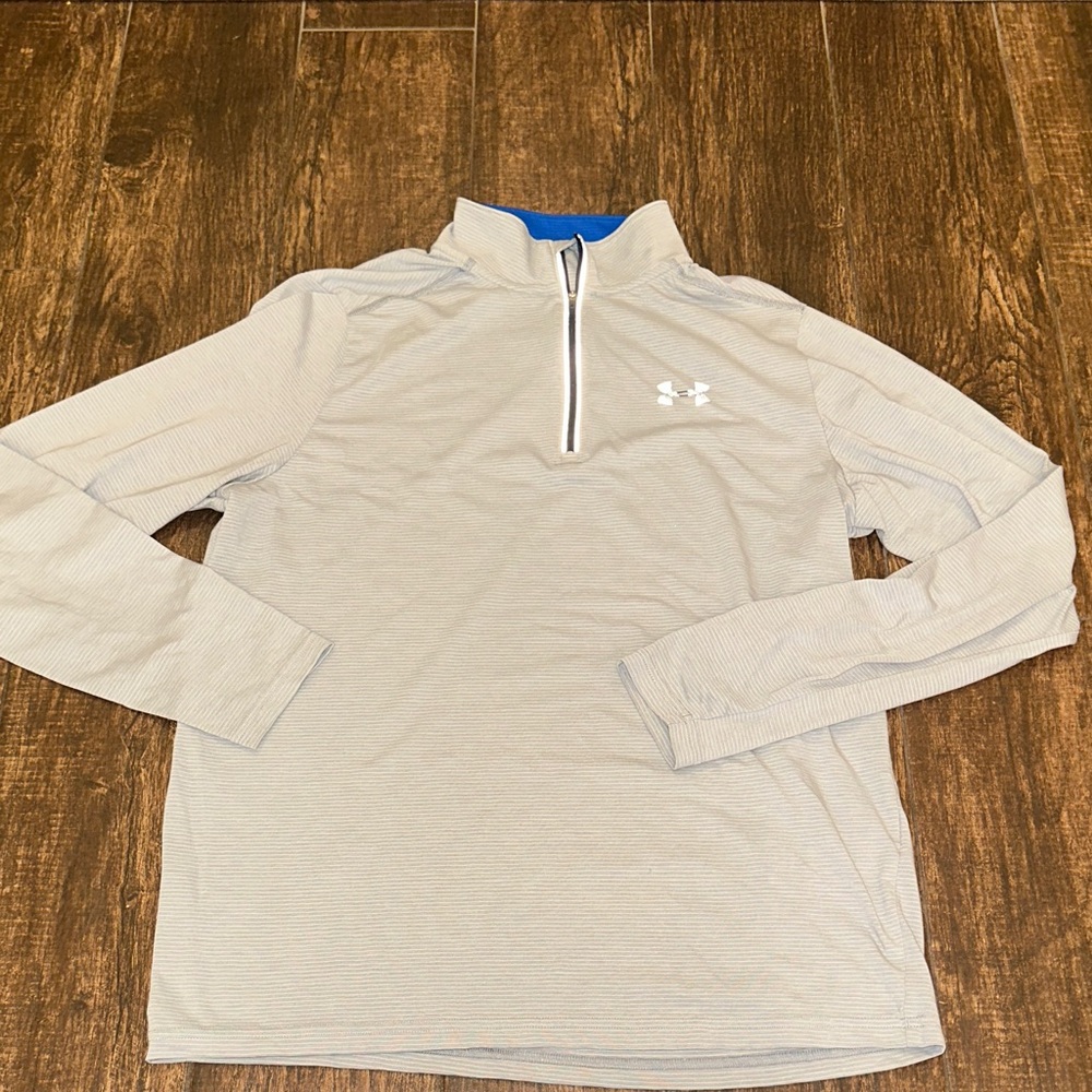 Under Armour Mens Quarter Zip Pullover Medium Gray Athletic Top